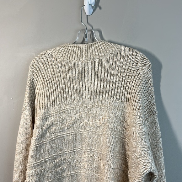 Talbots Womens Cream Tan Beige Lace Up Ribbed Sweater Size XL Beachy Neutral - Picture 11 of 11